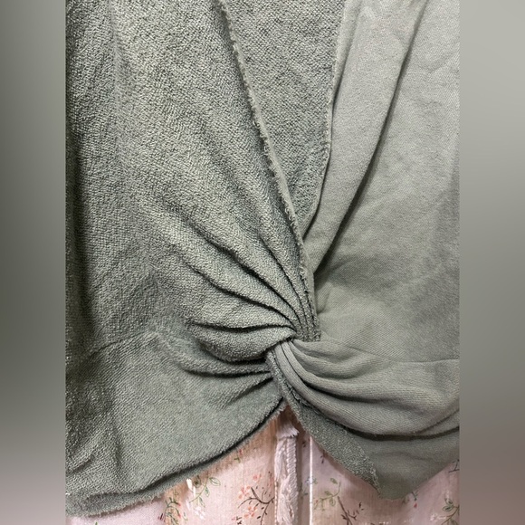 Aerie Open Back Twist Knot Green Sweetshirt Oversized Size XS NWT - Picture 3 of 5